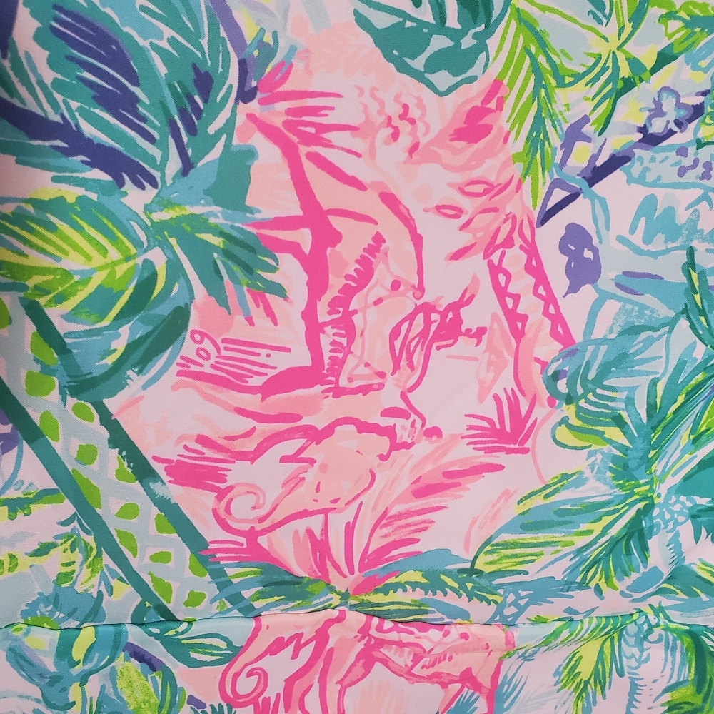 Lilly Pulitzer Christmas Tree Skirt Home Decor Bohemian Queen Pom Pom Pink Blue - Picture 5 of 10